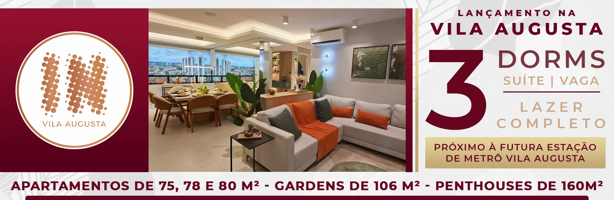 N Vila Augusta | Condições promocionais de lançamento para apartamento de 75, 78 e 80m² | 3 dormitórios com suíte | Entrega em Dezembro de 2028 | Financiamento Caixa ou Direto com a Construtora