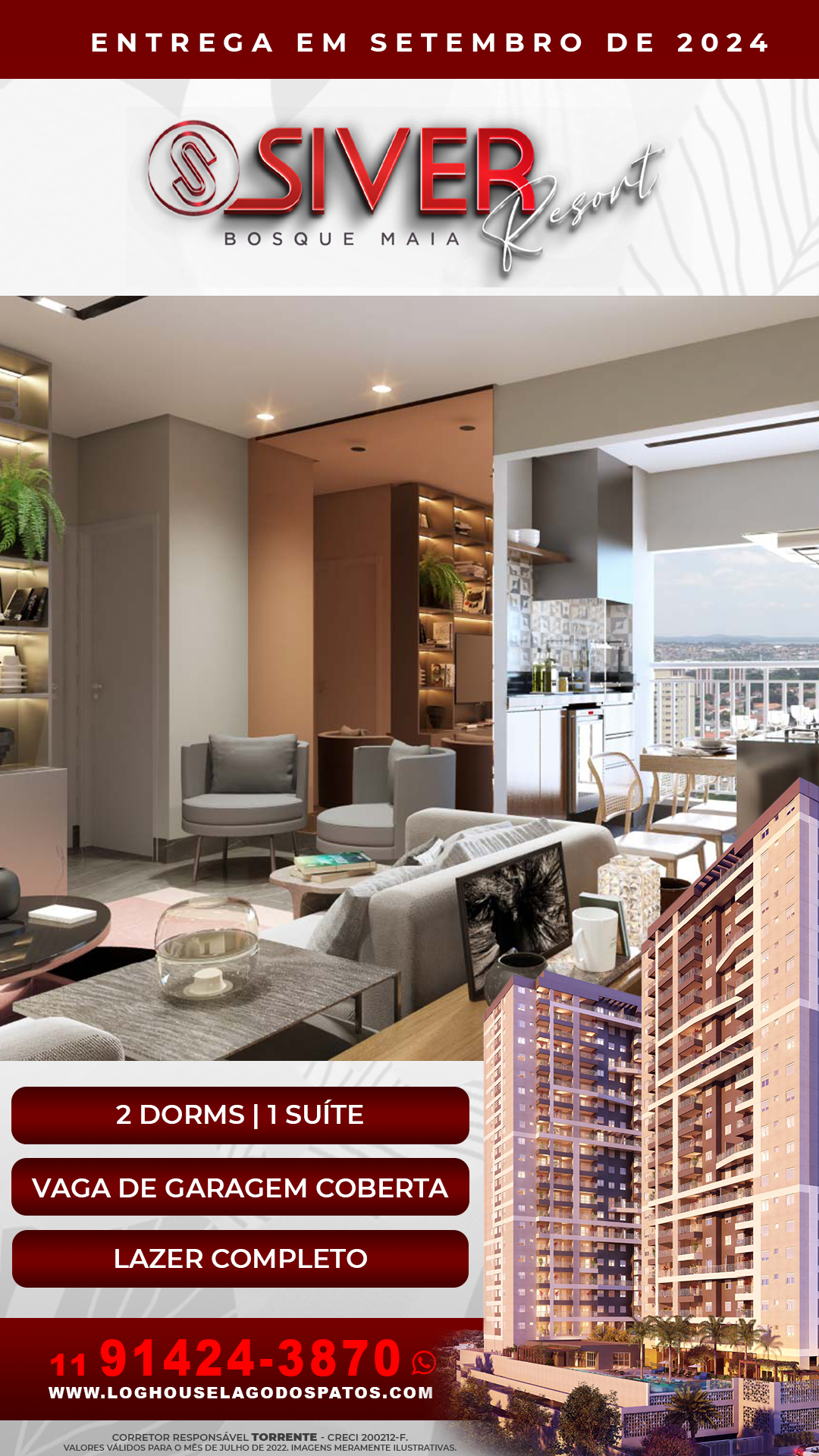 SIVER Resort Bosque Maia lançamento em Guarulhos, é a sua oportunidade de comprar um apartamento de 61, 58, 56, 45 m² ou studios de 40 e 38 m² direto com a construtora com financiamento facilitado. Excelente para investir e perfeito para morar!
